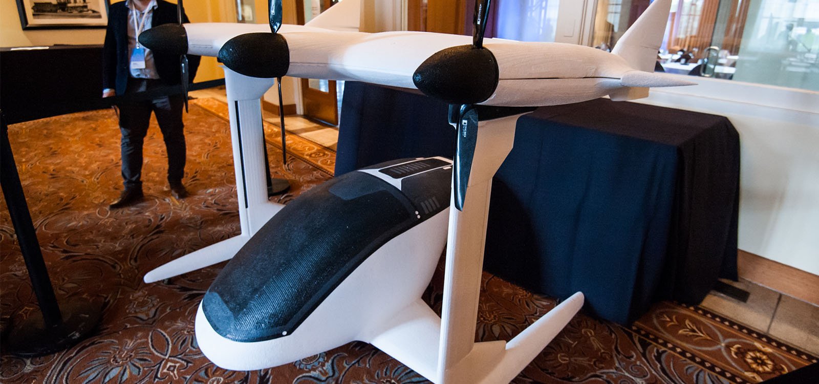 Vertical takeoff and landing aircraft model at the Uber Elevate Summit